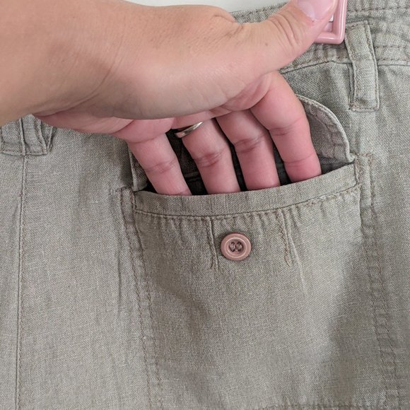 AB Studio Casual Beige Shorts Linen Blend Lightweight Side Pockets, Women's Sz 8 - Picture 7 of 8